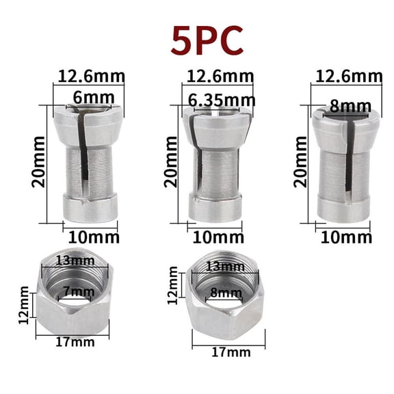 For Engraving And Trimming Collet Chuck Set In Carbon Steel 6Mm 6 35Mm 8Mm