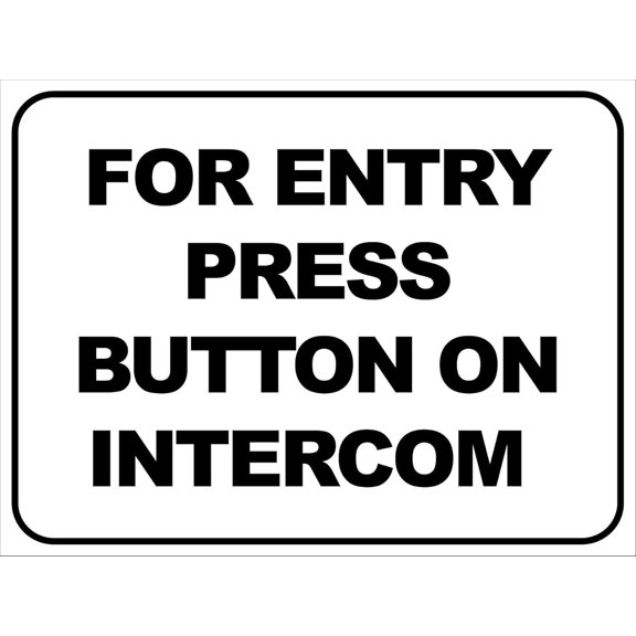 For Entry Press Button on Intercom Metal Tin Sign 8"x12", Security-Ready Durable, For Home Business Office Indoor Outdoor Access Control