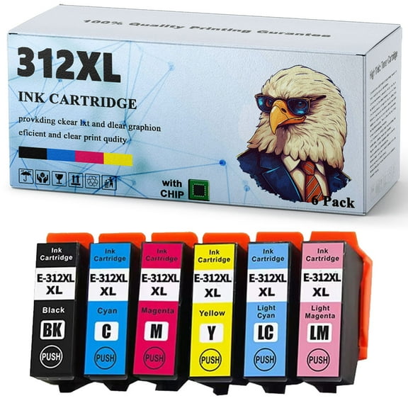 For Epson 312XL 312 XL Ink Cartridges Compatible for Epson Photo XP-8500 XP-15000 Printer, 6 Colors