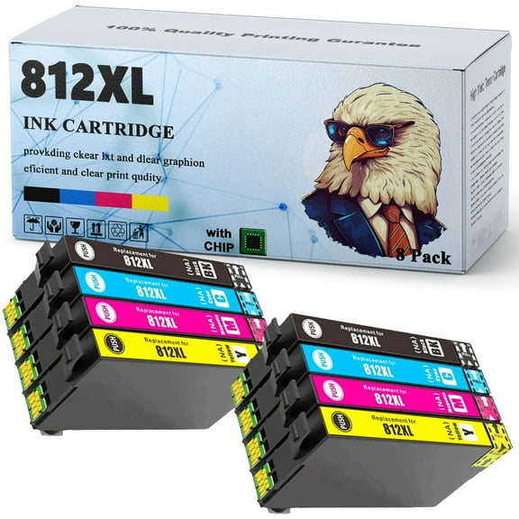 For Epson 812XL 812 XL Ink Cartridges Compatible for Epson WF-3820 WF-3825 WF-4830 WF-4835WF-7830 WF-7840 WF-7845 Printer,4 Colors