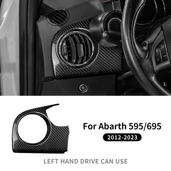 For Fiat 500 2008-2023 Abarth 595 695 2012-2020 2021 2022 2023 RHD LHD Dry Carbon Fiber Car Driver Side Air Outlet Panel Sticker.