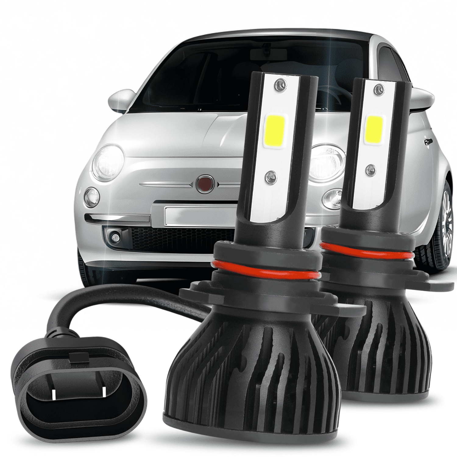 For Fiat 500 2012-2018 9012 LED Headlight Kit car High Low beam Bulbs HIR2 6000K