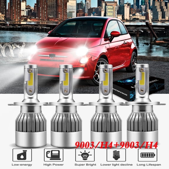 For Fiat Mobi 2017-2020 Headlights,9003/H4 High Beam and Low Beam Bulbs,4pcs