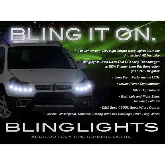 For Fiat Sedici LED DRL Light Strips for Headlamps Headlights Head Lamps Day Time Running Strip Lights