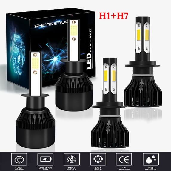 For Fiat Strada 2007-2014 Headlights H1 H7 High/Low Beam Bulbs 4pc