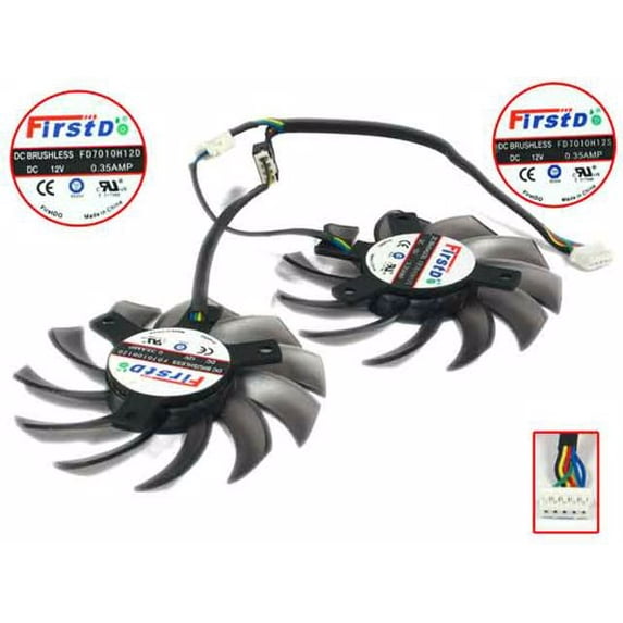 For Firstd FD7010H12D DC 12V 0.35A 75x75x10mm Dual Fan 4-Wire Server Cooling Fan