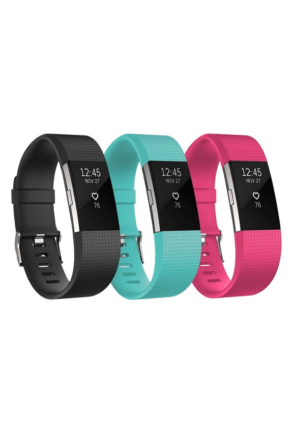 For Fitbit Charge 2 Bands, 1/3-Pack Adjustable Replacement Soft Silicone Sport Strap Wristband Accessories for Fitbit Charge 2 Fitness