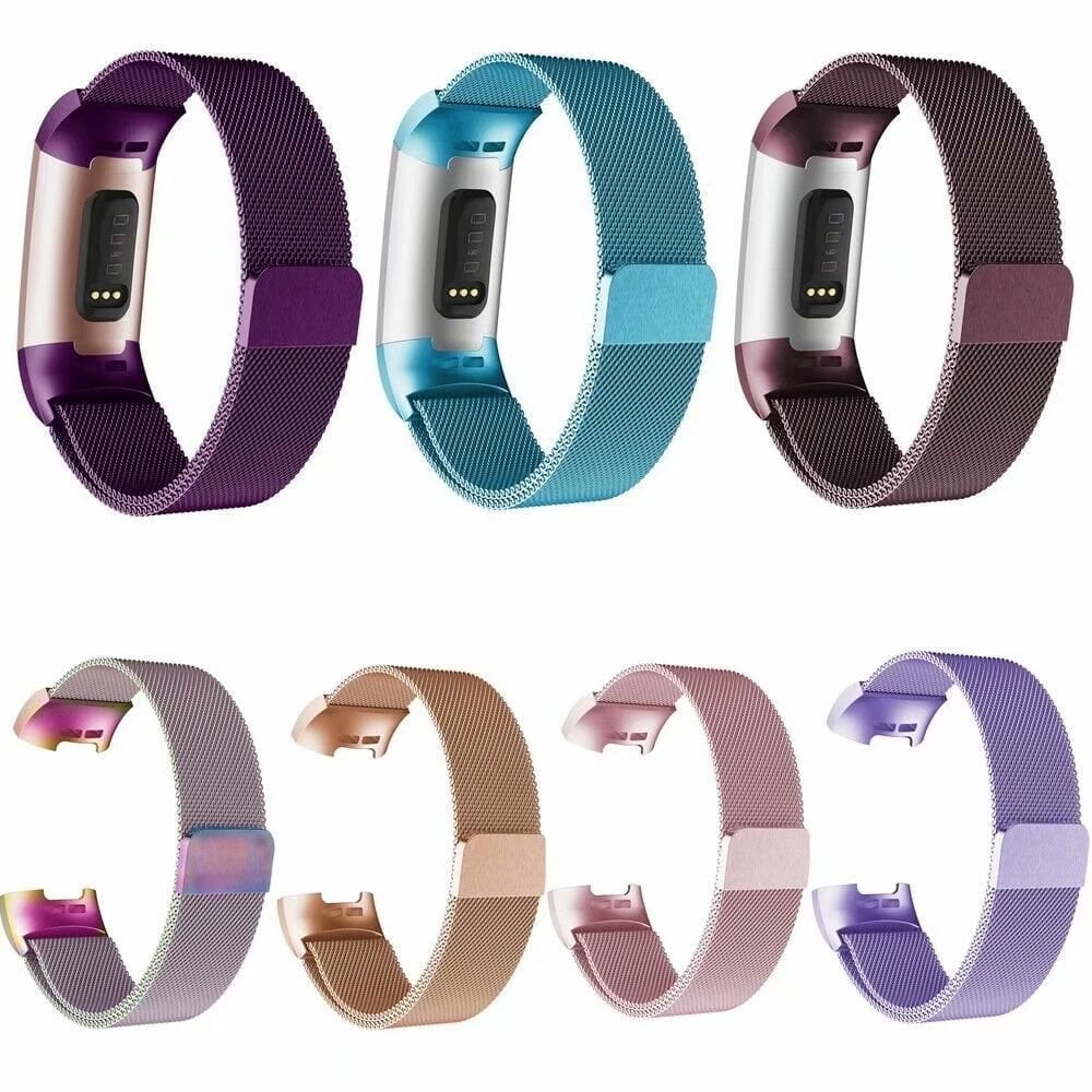 For Fitbit Charge 3 Charge 3 SE Charge 4 Fitness Activity Tracker Woven Stainless Steel Mesh Loop Bracelet Strap Replacement Band Magnetic Clasp Adjustable Size For 6.9 9.0 Wrist Purple Walmart