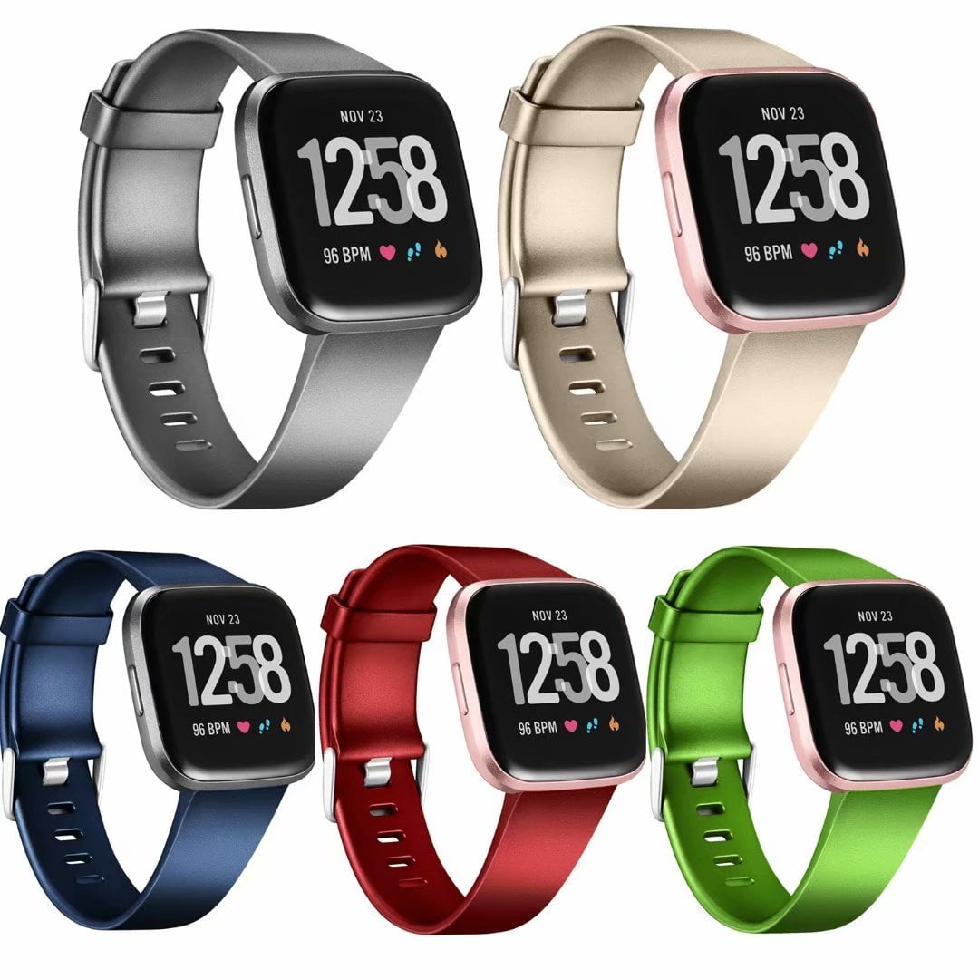 For Fitbit Versa 2 Band/Versa Band/Versa Lite/SE Smartwatch Weatproof  Lightweight Soft Silicone Strap Flexible Wristband Adjustable Titanium  Fuchsia for 6.7-8.1\