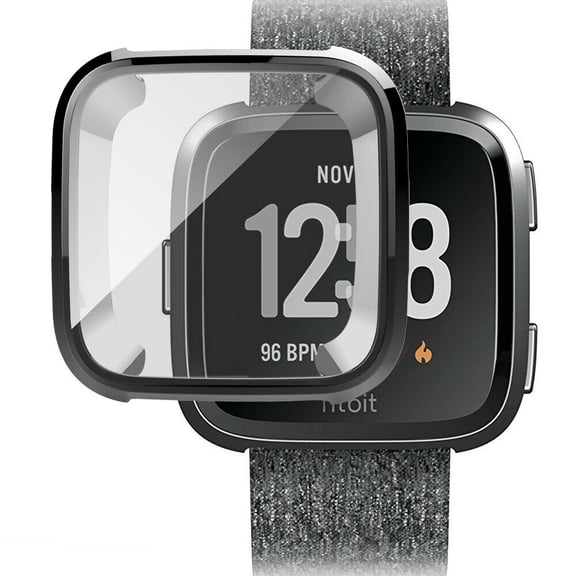 For Fitbit Versa Lite Version Case [Black], SuperGuardZ Clear TPU Shockproof Protection Armor Shield Guard