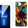 thumbnail image 1 of For For iPhone 16e Phone Case Cover, Shockproof Case with Tempered Glass Screen Protector, by OneToughShield - Abstract Butterfly, 1 of 2