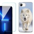 thumbnail image 1 of For For iPhone 16e Phone Case Cover, Shockproof Case with Tempered Glass Screen Protector, by OneToughShield - Arctic Wolf, 1 of 2
