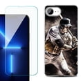 thumbnail image 1 of For For iPhone 16e Phone Case Cover, Shockproof Case with Tempered Glass Screen Protector, by OneToughShield - Baseball Player, 1 of 2