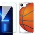 thumbnail image 1 of For For iPhone 16e Phone Case Cover, Shockproof Case with Tempered Glass Screen Protector, by OneToughShield - Basketball, 1 of 2