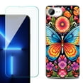 thumbnail image 1 of For For iPhone 16e Phone Case Cover, Shockproof Case with Tempered Glass Screen Protector, by OneToughShield - Butterfly Garden, 1 of 2