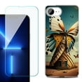 thumbnail image 1 of For For iPhone 16e Phone Case Cover, Shockproof Case with Tempered Glass Screen Protector, by OneToughShield - Butterfly Windmills, 1 of 2