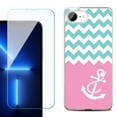 thumbnail image 1 of For For iPhone 16e Phone Case Cover, Shockproof Case with Tempered Glass Screen Protector, by OneToughShield - Chevron/Anchor, 1 of 2