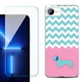 thumbnail image 1 of For For iPhone 16e Phone Case Cover, Shockproof Case with Tempered Glass Screen Protector, by OneToughShield - Chevron/Dachshund/Puppy, 1 of 2
