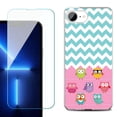 thumbnail image 1 of For For iPhone 16e Phone Case Cover, Shockproof Case with Tempered Glass Screen Protector, by OneToughShield - Chevron/Teal/Owl, 1 of 2