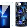 thumbnail image 1 of For For iPhone 16e Phone Case Cover, Shockproof Case with Tempered Glass Screen Protector, by OneToughShield - Cosmos Circuit, 1 of 2