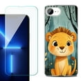 thumbnail image 1 of For For iPhone 16e Phone Case Cover, Shockproof Case with Tempered Glass Screen Protector, by OneToughShield - Curious Lion Cub, 1 of 2