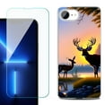 thumbnail image 1 of For For iPhone 16e Phone Case Cover, Shockproof Case with Tempered Glass Screen Protector, by OneToughShield - Deer Sunset, 1 of 2