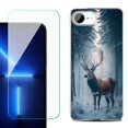 thumbnail image 1 of For For iPhone 16e Phone Case Cover, Shockproof Case with Tempered Glass Screen Protector, by OneToughShield - Deer Winter, 1 of 2