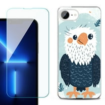 For For iPhone 16e Phone Case Cover, Shockproof Case with Tempered Glass Screen Protector, by OneToughShield - Eagle Smile