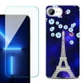 thumbnail image 1 of For For iPhone 16e Phone Case Cover, Shockproof Case with Tempered Glass Screen Protector, by OneToughShield - Eiffel Tower Stars, 1 of 2