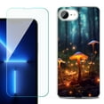 thumbnail image 1 of For For iPhone 16e Phone Case Cover, Shockproof Case with Tempered Glass Screen Protector, by OneToughShield - Fireflies Mushroom, 1 of 2