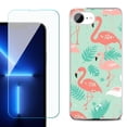 thumbnail image 1 of For For iPhone 16e Phone Case Cover, Shockproof Case with Tempered Glass Screen Protector, by OneToughShield - Flamingo, 1 of 2