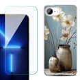 thumbnail image 1 of For For iPhone 16e Phone Case Cover, Shockproof Case with Tempered Glass Screen Protector, by OneToughShield - Flower Sensation, 1 of 2