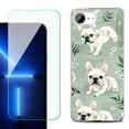 thumbnail image 1 of For For iPhone 16e Phone Case Cover, Shockproof Case with Tempered Glass Screen Protector, by OneToughShield - French Bulldog, 1 of 2