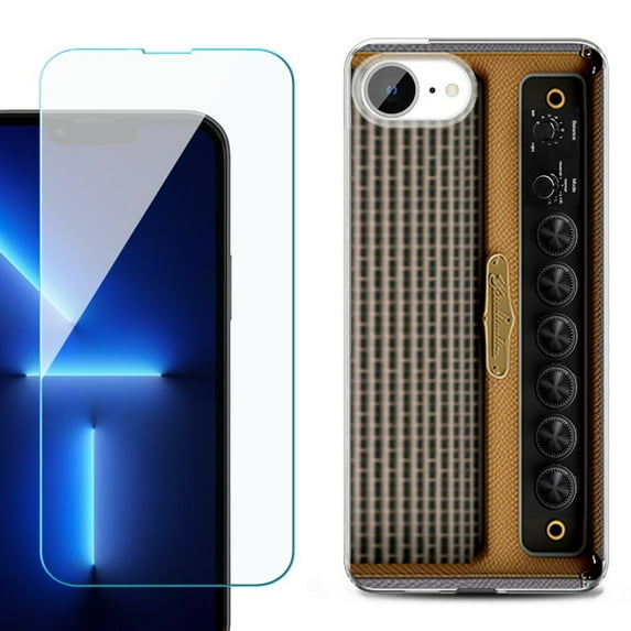 For For iPhone 16e Phone Case Cover, Shockproof Case with Tempered Glass Screen Protector, by OneToughShield - Guitar Amp