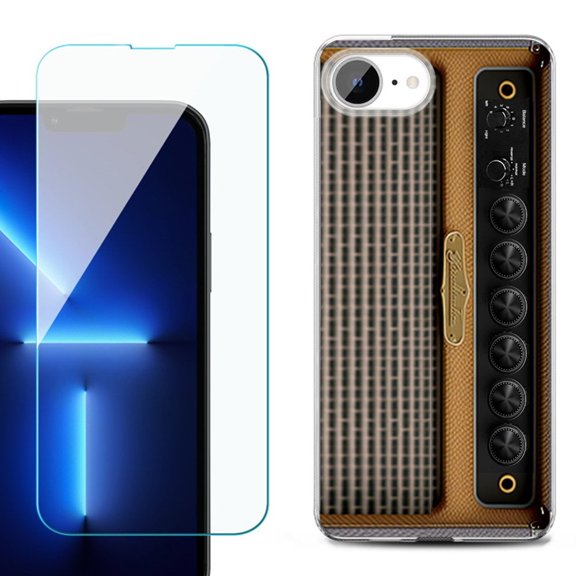 For For iPhone 16e Phone Case Cover, Shockproof Case with Tempered Glass Screen Protector, by OneToughShield - Guitar Amp