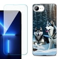 thumbnail image 1 of For For iPhone 16e Phone Case Cover, Shockproof Case with Tempered Glass Screen Protector, by OneToughShield - Husky Snow, 1 of 2