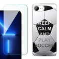 thumbnail image 1 of For For iPhone 16e Phone Case Cover, Shockproof Case with Tempered Glass Screen Protector, by OneToughShield - Keep Calm Soccer, 1 of 2