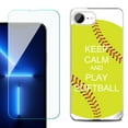 thumbnail image 1 of For For iPhone 16e Phone Case Cover, Shockproof Case with Tempered Glass Screen Protector, by OneToughShield - Keep Calm Softball, 1 of 2