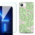 thumbnail image 1 of For For iPhone 16e Phone Case Cover, Shockproof Case with Tempered Glass Screen Protector, by OneToughShield - Leaf Pink Green, 1 of 2
