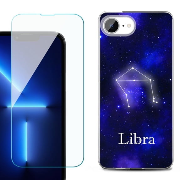 For For iPhone 16e Phone Case Cover, Shockproof Case with Tempered Glass Screen Protector, by OneToughShield - Libra