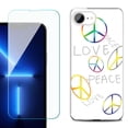 thumbnail image 1 of For For iPhone 16e Phone Case Cover, Shockproof Case with Tempered Glass Screen Protector, by OneToughShield - Love/Peace, 1 of 2