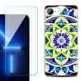 thumbnail image 1 of For For iPhone 16e Phone Case Cover, Shockproof Case with Tempered Glass Screen Protector, by OneToughShield - Mandalas Color, 1 of 2