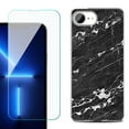 thumbnail image 1 of For For iPhone 16e Phone Case Cover, Shockproof Case with Tempered Glass Screen Protector, by OneToughShield - Marble B/W, 1 of 2