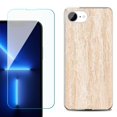 thumbnail image 1 of For For iPhone 16e Phone Case Cover, Shockproof Case with Tempered Glass Screen Protector, by OneToughShield - Marble/Coffee Tone, 1 of 2