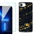 thumbnail image 1 of For For iPhone 16e Phone Case Cover, Shockproof Case with Tempered Glass Screen Protector, by OneToughShield - Marble / Lava, 1 of 2