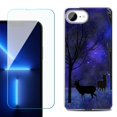 thumbnail image 1 of For For iPhone 16e Phone Case Cover, Shockproof Case with Tempered Glass Screen Protector, by OneToughShield - Midnight Forest, 1 of 2