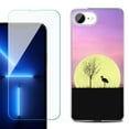 thumbnail image 1 of For For iPhone 16e Phone Case Cover, Shockproof Case with Tempered Glass Screen Protector, by OneToughShield - Moonlight Flamingo, 1 of 2