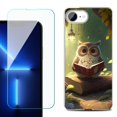 thumbnail image 1 of For For iPhone 16e Phone Case Cover, Shockproof Case with Tempered Glass Screen Protector, by OneToughShield - Owl Reading, 1 of 2