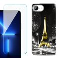 thumbnail image 1 of For For iPhone 16e Phone Case Cover, Shockproof Case with Tempered Glass Screen Protector, by OneToughShield - Paris Night, 1 of 2