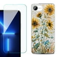 thumbnail image 1 of For For iPhone 16e Phone Case Cover, Shockproof Case with Tempered Glass Screen Protector, by OneToughShield - Pastel Sunflowers, 1 of 2